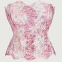Usweetie Women's Corset Top Sheer Floral Lace Bustier Pink L (Pink, L)