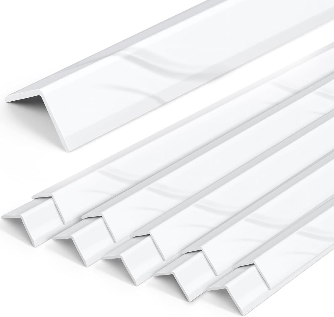 Ripeng 10 Pack 48 Inch Trim Kit in Carrara Marble, Marble Tile Edge L Shaped Trim Wall Corner Protector Guards Ease to Install for 5mm Fence Wall Tiles Fence Boards Door Countertop Furniture Cabinet