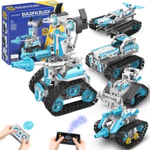 Suplanet STEM Robot for Kids Ages 8-14, 5-in-1 Remote Control and APP Programmable Robot Toys - 720 Pcs DIY Building Science Educational Kit, Building Block Birthday Present for Teen Boys Girls