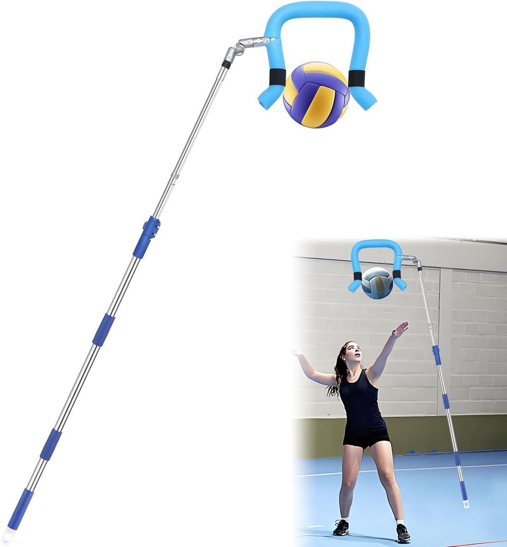Volleyball Spike Trainer - Retractable Height 64.1-86.6 Inches, Real Ball Feel Hitting Tool for Spiking/Jumping/Serving - Lightweight Non-Slip Durable for All Levels (No Ball)
