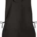 Smock Apron Cobbler Apron with Side Ties and 2 Deep Pockets Unisex Apron for work kitchen (Black 1 Pack)