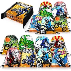 Boao 16 Pack Dirt Bike Favors Bag Racing Themed Party Drawstring Motorcycle Goodie Bags for Birthday Party Supplies Candy Gift Men Bike Lover