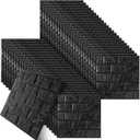40 PCS Peel and Stick Faux Foam 3D Wall Panels 38.65 Sq ft Black Brick 3D Faux Brick Wall Tiles Paneling Decorative Self Adhesive Wallpaper for Home Interior Wall Decor (11.8x11.8inch)