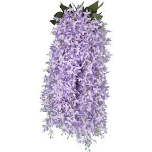 RECUTMS Artificial Lilac Flowers Garland 8Pcs-24Branches 33.5in Fake Syringa Wisteria Vines Faux Silk Lilac Hanging Floral Decor for Indoor Outdoor Wedding Arch Birthday Party Garden Balcony (Purple)