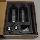 Kitchen Soap Dispenser Set with Drying Tray  16oz Glass Bottles with Stainless Steel Pumps, Black Sink Organizer Caddy with Brush Holder & Non-Slip Feet  All-in-One Dish & Hand Soap Station