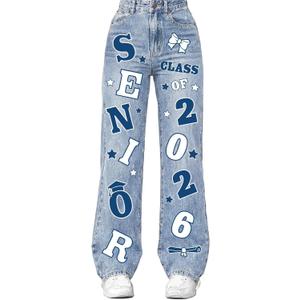 2 x Gersoniel Class of 2026 Senior Iron on Transfers for Jeans Graduation Heat Transfer Stickers 2026 Senior Gift Decorations Iron on Patches for Backpack Jacket T-Shirt DIY Crafts(Blue)