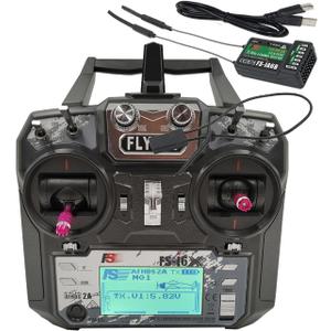 FS-i6X RC Transmitter and Receiver FS-iA6B iBus 10 Channel or PWM 6CH 2.4GHz Fly AFHDS2A Sky Radio Control System for FPV Drone Multirotor, Fixed-Wing, RC Car, RC Boat (Mode-2)