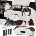Car Rear Backseat Extra Multifunctional Drink Cup Holder Organizers With Tissue Storage Box Organizer & Hooks For Car Seat Back, White