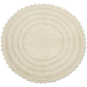 DII Crochet Collection Reversible Bath Mat, Round, 27.5" Diameter, Off-White
