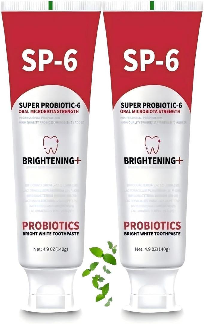 Sp-6 Probiotics Whitening Toothpaste, Sp-6 Ultra Whitening Toothpaste, Fluoride-Free, Fresh Breath Mint Flavor for Oral Health,Enhanced Formula with Enamel-Safe (2)