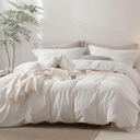 Linen Feel Off White Duvet Cover California King Size 104'' W x 98'' L, Percale 100% Washed Cotton Duvet Cover with Zipper Closure Plus 2 Pillowcases, Oeko TEX Standard 100 Certificated