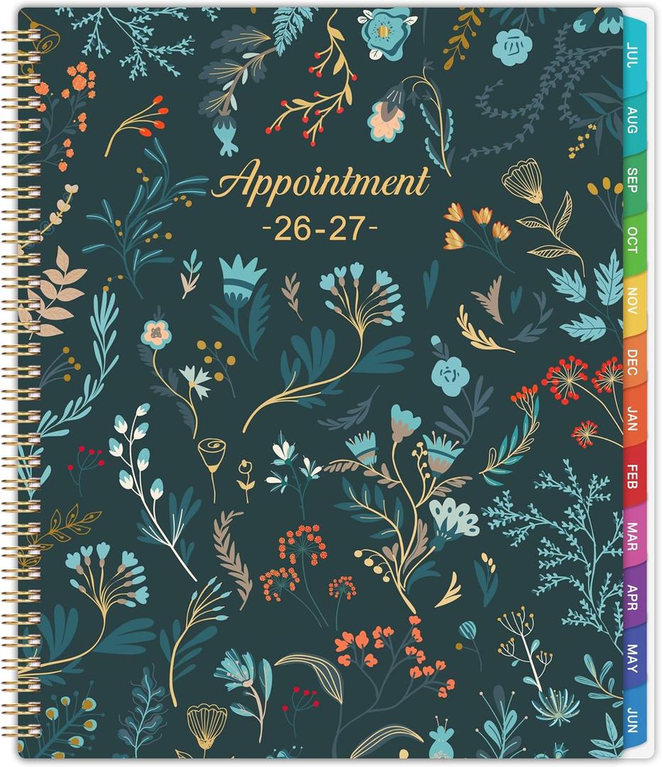 5 x Appointment Book 2026-2027 - Daily Hourly Planner 2026-2027, July 2026 - June 2027, Weekly Appointment Book 26-27, Large Planners Weekly Monthly, 8.5" x 11", Planners with 30-Minute Interval - Green Floral