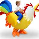 Camlinbo Halloween Inflatable Chicken Costume for Kids, Blow Up Riding On Rooster Animals Costumes Funny Halloween Costume For Boys Girls Teens Cosplay Party