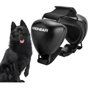 PROHEAR Dog Ear Muffs Hearing Protection for Dogs, NRR 28dB Noise Cancelling Headphones, Easy to Adjust Dog Hearing Protection Earmuffs for Thunder, Hunting, Tourism, Cars, Racing, Large Black