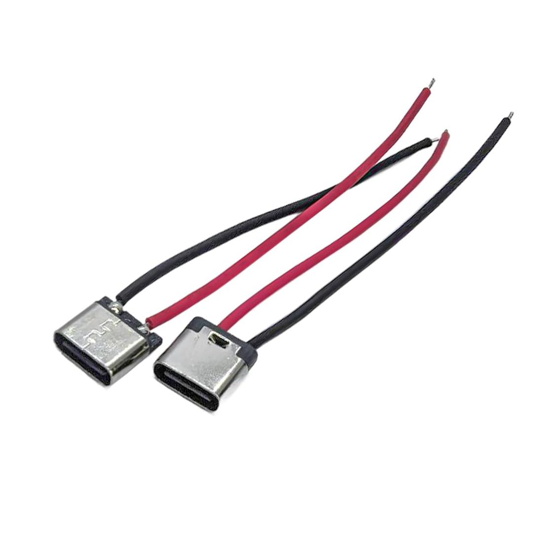 USB Type-C Female Connector with Soldering Wire, 5-Pack, Charging Interface Cable Terminal