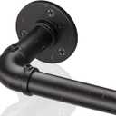 Black Industrial Curtain Rods for Windows 66 to 120, Outdoor Blackout Curtain Rod, Wrap Around Heavy Duty Curtains Rods,1 Inch Rustic Pipe Adjustable Curtains Rod 72-144 Inch