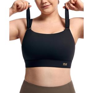Plus Size Sports Bras Medium-High Support Adjustable Racerback High Neck Wireless Everyday Workout Running Bra for Women Large, Black 