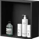 304 Stainless Steel Recessed Black Shower Niche Single Shelf 12x12 Inch Wall-Inserted, Waterproof Rustproof Bathroom Shower Niche Insert No Tile Needed, for Shower & Bathroom Storage