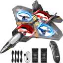 4DRC V17 Foam Remote Control Airplanes Rc Planes for Kids Adults 4-7 8-16, Remote Control Planes Fighter Jet with Light, 360 Flip Fighter Jet Toy, Gravity Sensing, Stunt Roll, Gifts for Kids Boys