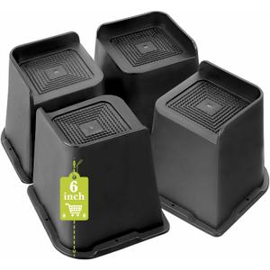 Yookwutar Bed Risers 2 inch, 3 inch, 4 inch, 6 inch, 8 inch Heavy Duty, Oversized Furniture Riser for Couch Sofa Table Chair Leg Frame Dorm, Support up to 6000 Lbs (Black 4 Pack, 6 inch-1)