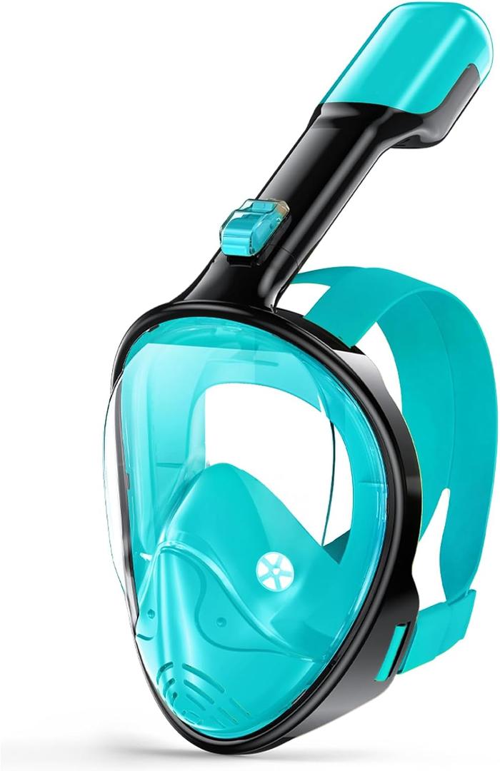 Greatever Full Face Snorkel Mask, Snorkeling Gear for Adults with Latest Dry Top Breathing System and Detachable Camera Mount, Foldable Snorkel Mask Adult, Snorkels Anti-Fog & Anti-Leak (Large-X-Large, Greenblack)