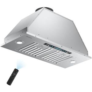IKTCH 30 inch Built-in/Insert Range Hood 900 CFM, Ducted/Ductless Convertible Duct, Stainless Steel Kitchen Vent Hood with 4 Speed Gesture Sensing&Touch Control Panel(IKB01-30)