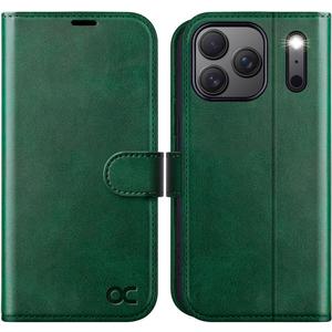 OCASE Compatible with iPhone 17 Pro Wallet Case, PU Leather Flip Folio Case with Card Holders RFID Blocking Kickstand [Shockproof TPU Inner Shell] Phone Cover 6.3 Inch 2025, Blackish Green