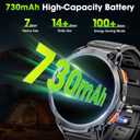 Military Smart Watches for Men, 1.85" HD Large Screen Smart Watch, Flashlight/730mAh/110+ Sports Modes Fitness Tracker Watch, Waterproof Mens Smart Watch for Android Phones iPhone Compatible
