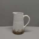 Quoowiit Ceramic Rustic Vase with Handle, White Distressed Decorative Farmhouse Pitcher Vase for Home Decor Living Room Bedroom Kitchen Office Shelf Decor Centerpiece Table Decoration (7 Inch-white)