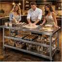 Stainless Steel Prep and Work Table with Wheels, Multi-Size Heavy-Duty Metal Commercial Kitchen Commercial Workbench,Suitable for Restaurants, Homes,Outdoor and Hotels (60" Lx24 Wx34 H)