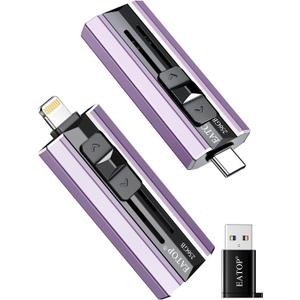 256GB Flash Drive Intended for iPhone iPad, Memory Stick Storage for Photos and Videos Backup, Compatible with iPhone iPad Android PC, Plug and Play, No Application Required (Purple)