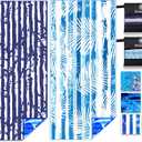 Lightweight Thin Microfiber Beach Towel Sand Free Quick Dry Absorbent Compact Soft Pool Swim Travel Towels Extra Large Oversized Beach Accessories Packable Essentials Stuff Gifts for Adult (32x71 inch, 2 Pack Dark Light Blue Dream World)