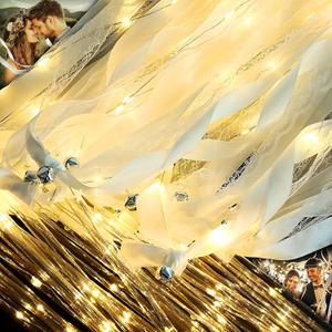 25 pcs Glowing Ribbon Wand for Wedding,LED Light Up Wand with 3 Colorful Flashing Modes,Romantic Decoration Gift for Bride&Guests,Silk Fairy Wand with Bells for Birthday,Wedding,Raves,Concert