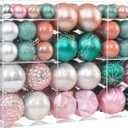 100pcs Pink & Green Christmas Balls Ornaments Set, Shatterproof Plastic Christmas Tree Decorations Elegant Multicolor Hanging Ornaments Bulk Indoor Decorations for Holiday Wedding Party (Pink&Green)
