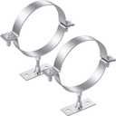 2 Pcs Heavy Duty Adjustable Pipe Bracket, 6 Inch Split Ring Hanger Clamp with Mounting Screws, Galvanized Steel Wall Strap for Round Gas Vent, Chimney, Drainage & Plastic Ventilation Pipes