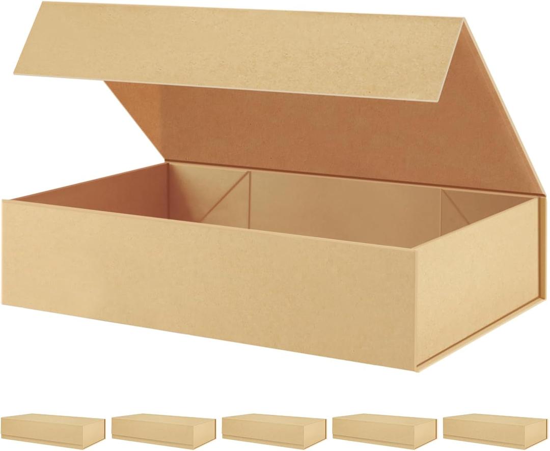 PACKHOME Mother's Day 6 Extra Large Gift Boxes 17.5x11.3x4.3 Inches, Sturdy Shirt Boxes with Magnetic Lids for Clothes and Large Gifts (Kraft)
