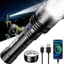 Flashlight 2000 High Lumens with Ignition Lens, Rechargeable Super Bright Zoomable LED Flash Light, 5 Modes Waterproof Handheld Powerful Tactical Flashlights for Camping Essentials Emergency