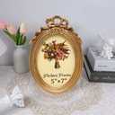 JANDERART Vintage Oval Picture Frame 5x7 Inch, Antique Ornate Photo Frames with Glass Front, Tabletop & Wall Hanging, Gold