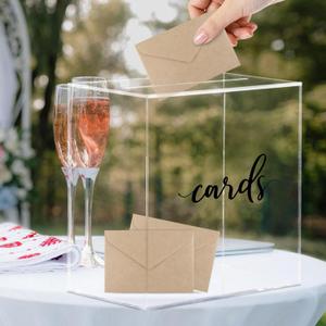 Hooqict Clear Acrylic Wedding Card Box with Slot Large Blank Gift Card Boxes for Reception, Party, Wishing Well, Money Box Holder, Graduation Decorations, Baby Shower