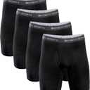 Mens 6 in Boxer Briefs 4 pack, Anti Chafing, Breathable, Non-Binding, Super Soft & Comfortable Moisture Wicking (Black), XL