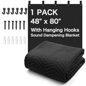 48"x 80"Sound Dampening Blanket with Grommets,2 PCS Heavy Duty Sound Absorbing Blanket for Recording Studio,Noise Reduction Soundproof Blanket,Light Blocking Acoustic Moving Blanket,Podcast,Theater