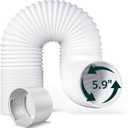 Portable Air Conditioner Hose with Coupler, 5.9"/59" Length Universal Anti-Clockwise AC Exhaust Vent Hose Extension