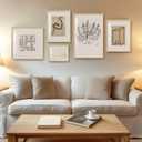 Framed Matisse Abstract Neutral Wall Art, 5 Piece Large Beige Canvas Prints Set, Modern Minimalist Geometric Botanical Paintings for Living Room, Bedroom, Hallway, Home Office, Guest Room (8"x10"x1Pc+12"x16"x2Pcs+16"x16"x1Pc+16"x24"x1Pc)