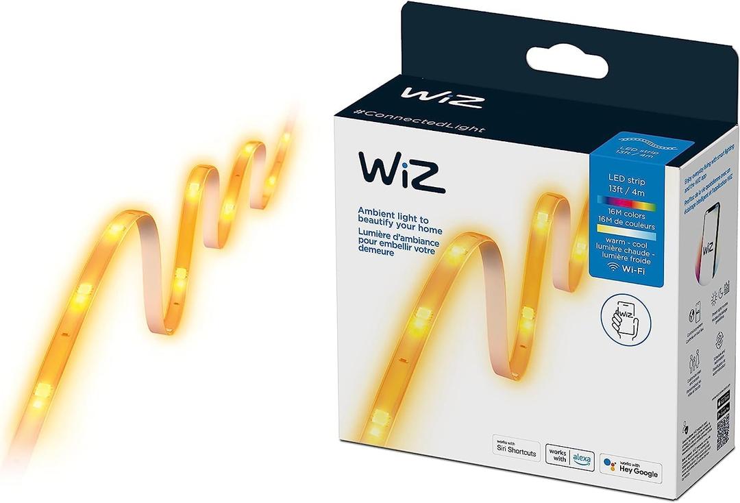 WiZ 13FT RGB Wi-Fi LED Smart Color Changing Light Strip - Connects to Your Existing 2.4Ghz Wi-Fi - Control with Wiz Connected App - Works with Google Home, Alexa and Siri Shortcuts - No Hub Required