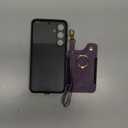 Phone Case for Samsung Galaxy S24 Plus S24+ 5G Wallet Cover with Tempered Glass Screen Protector and Wrist Strap Lanyard RFID Credit Card Holder Ring Stand Cell S24plus 24S + S 24 24+ Women Men Purple