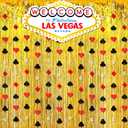 Wonderjune 16 Pcs Casino Theme Party Decor Black and Red Poker Night Backdrop Las Vegas Poker Night Backdrop Gold Foil Fringe Curtain Stereo Casino Welcome to Fabulous Banner for Birthday Dress-up