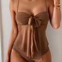 B2prity Tankini Swimsuits for Women, Tummy Control Flowy Mesh Tops, High Waisted Bottoms, Coquette 2 Piece Bathing Suits (XL)