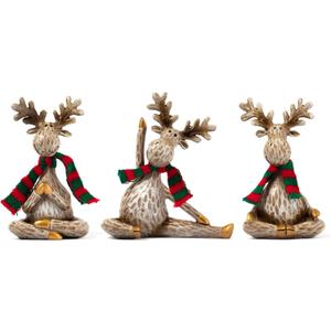 Moose Statue Home Decor.Yoga Decor Set Of 3.Collectable meditation table home decoration Figurines.Moose Figurines For Christmas Gift.Handmade Home Decoration For Living Room. Bring dignity to family.