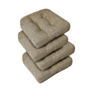 downluxe Chair Cushions for Dining Chairs 4 Pack, Tufted Indoor Chair Pads with Non-Slip Bottom, U-Shaped Kitchen Chair Cushions, 17"x17"x4", Khaki