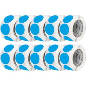 Perco Light Blue 3-Inch Perforated Circle Dot Sticker Labels  10 Rolls, 5,000 Round Stickers  with Permanent Adhesive for Moving Boxes, Sale Signage, Displays, Status MessagingMade in USA